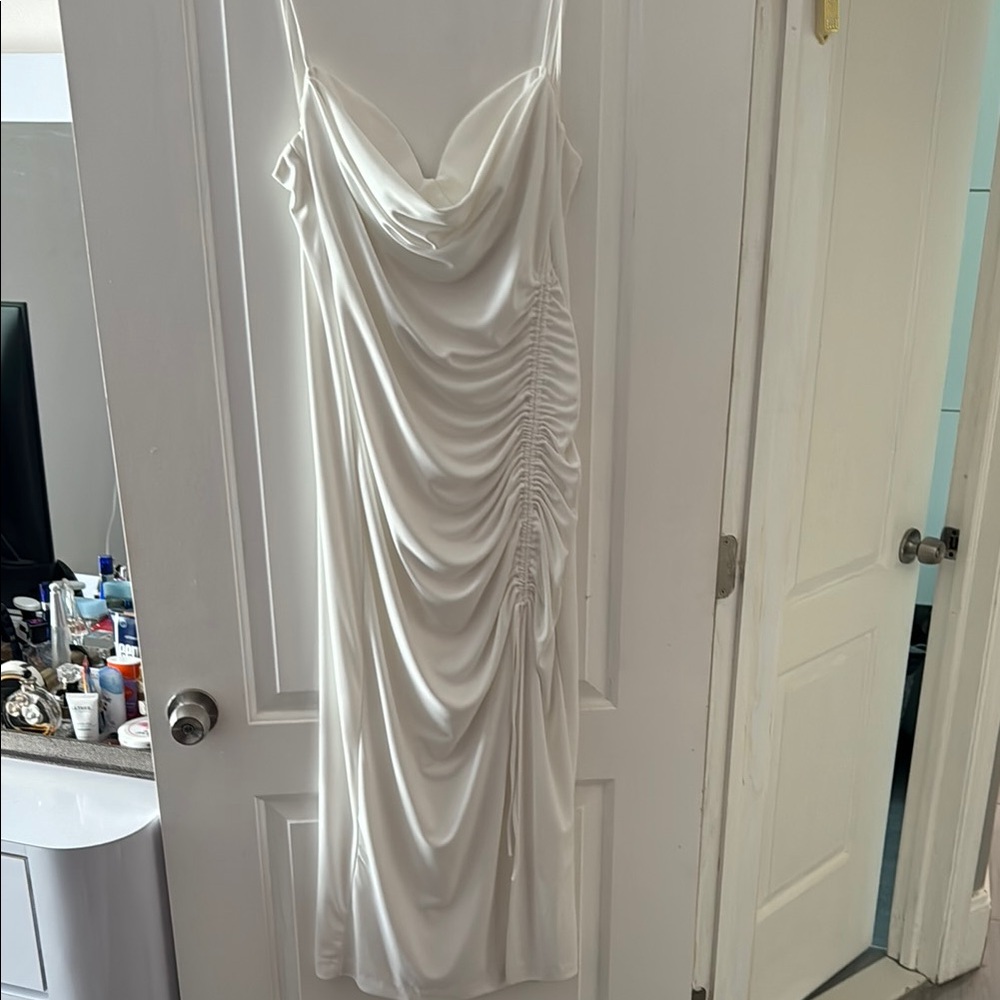 Elegant White Draped Dress